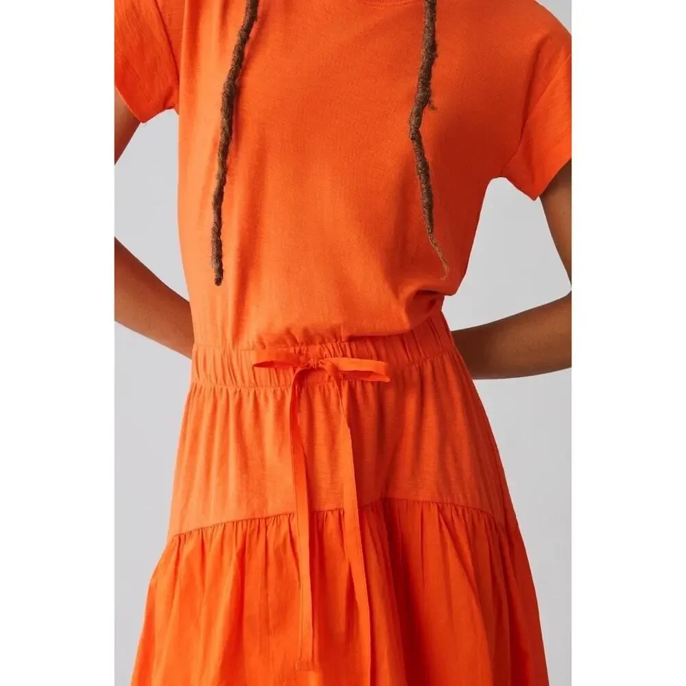 Nation LTD Azalia Midi Dress Carrot Orange Short Sleeve XS - Picture 2 of 14